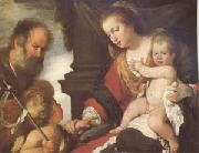 Bernardo Strozzi The Holy Family with John the Baptist (mk05) oil on canvas